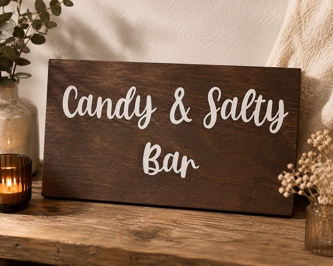 Holzschild- Candy & Salty Bar