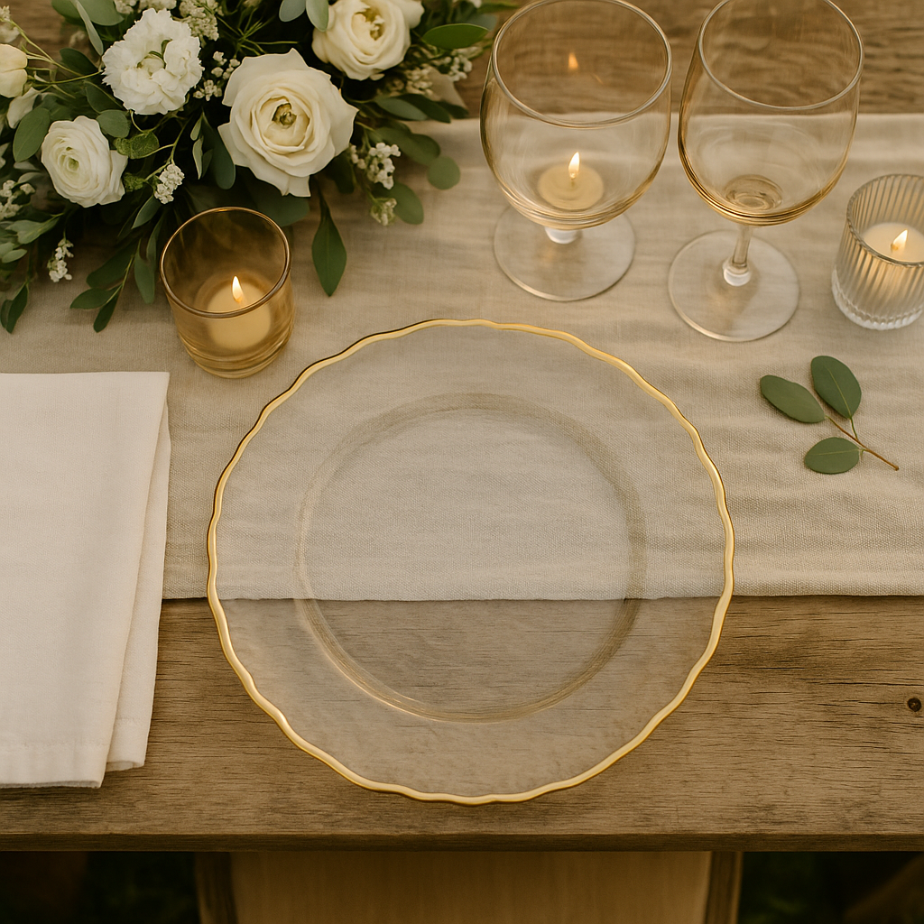 Platzteller aus transparentem Glas - Gold