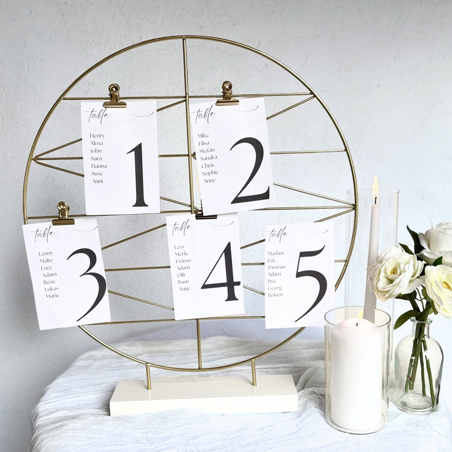 Eleganter Sitzplan- Gold & Weiß