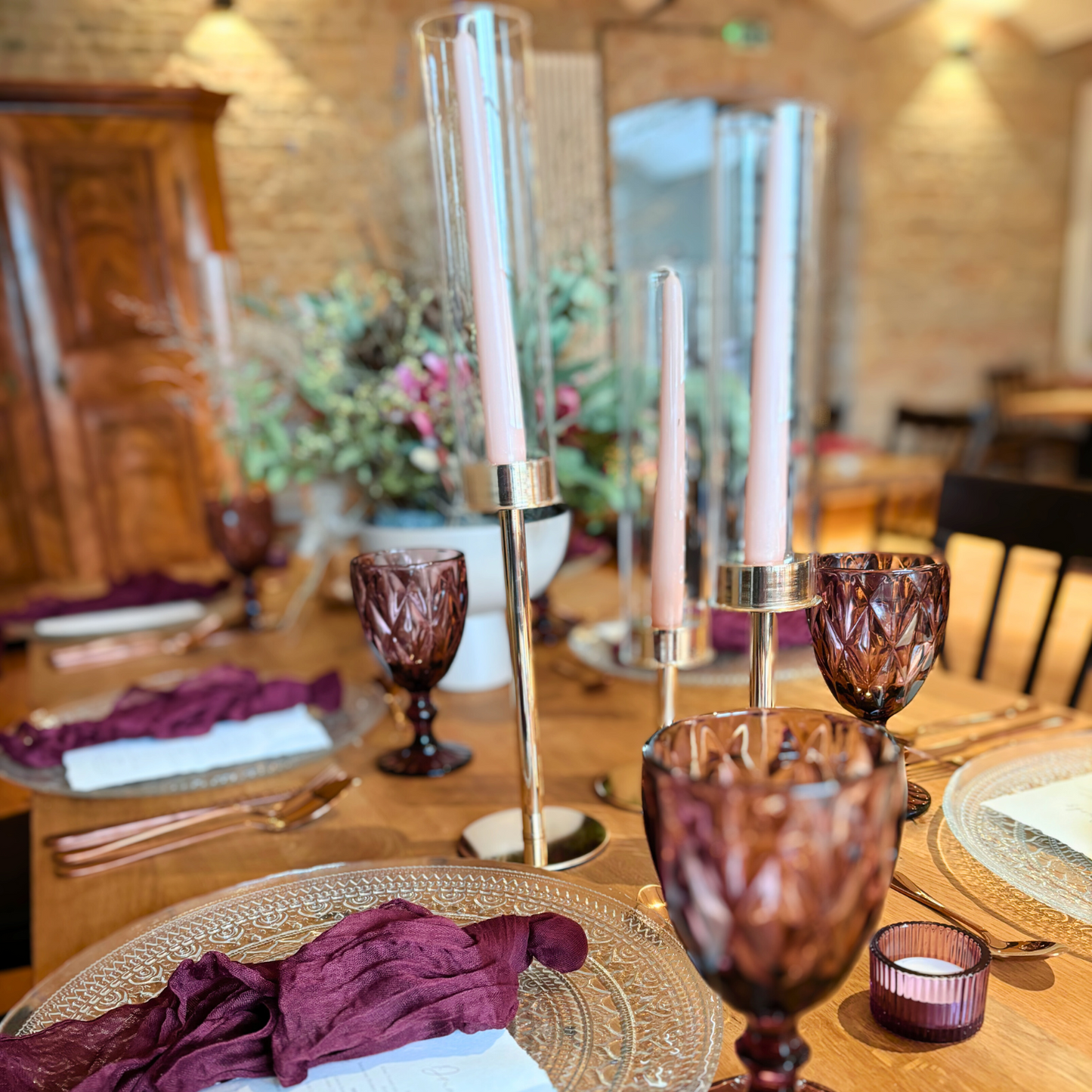 Kerzenständer- Gold Metall/Glas