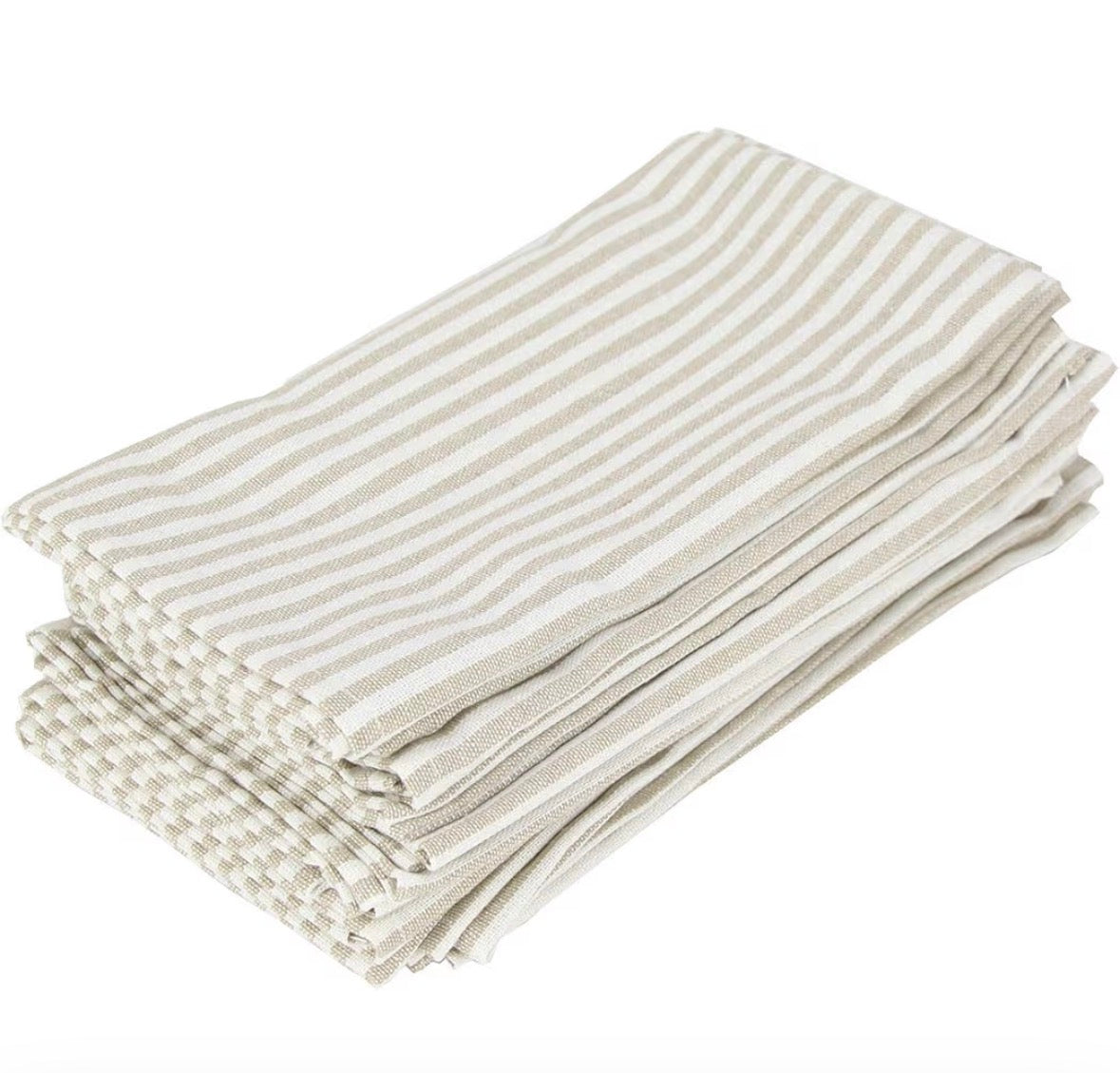 Leinenservietten glatt – gestreift beige