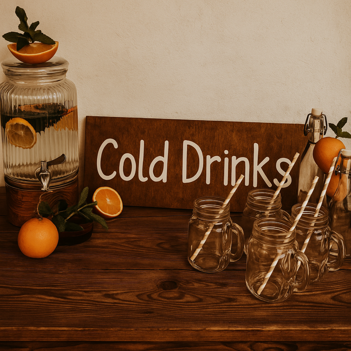 Holzschild- Cold Drinks