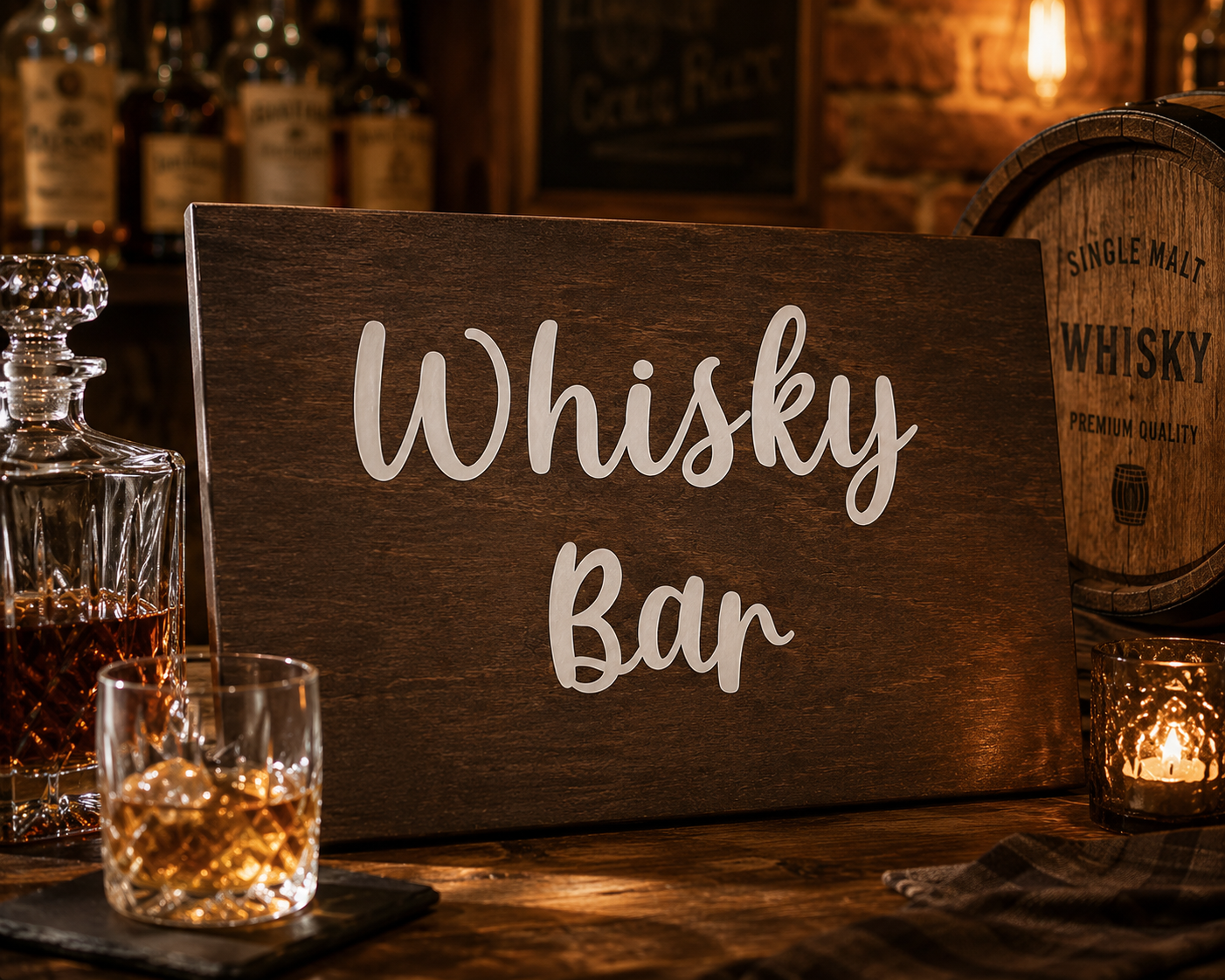Holzschild- Whisky Bar