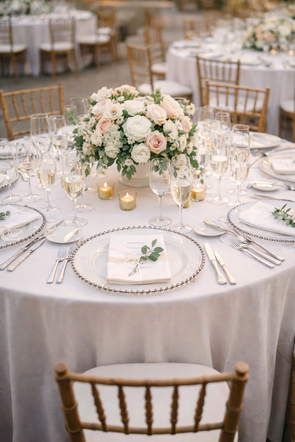 Platzteller Glas mit Silberperlen