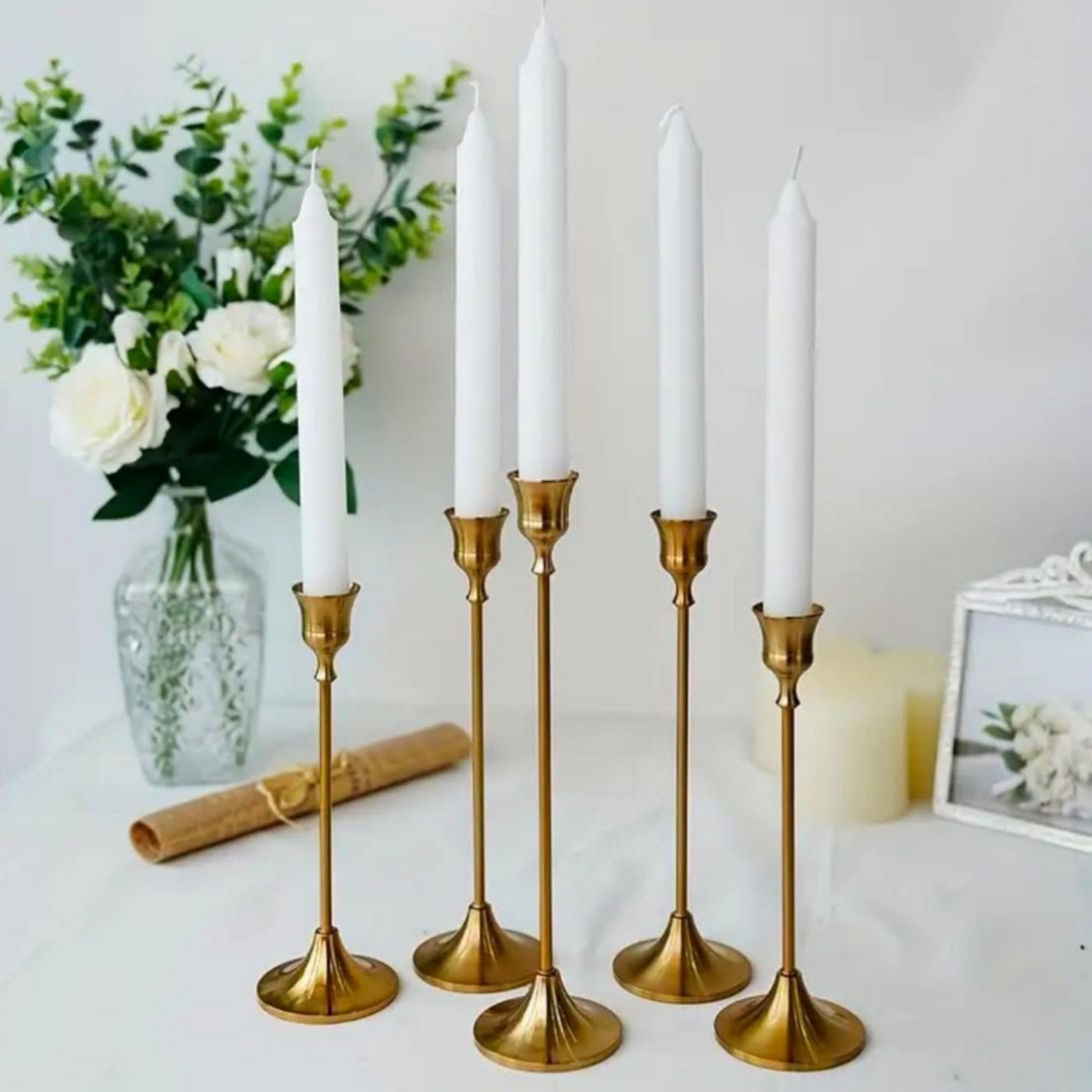 Moderne Kerzenleuchter 1-flammig im 3er Set - Messing/Gold