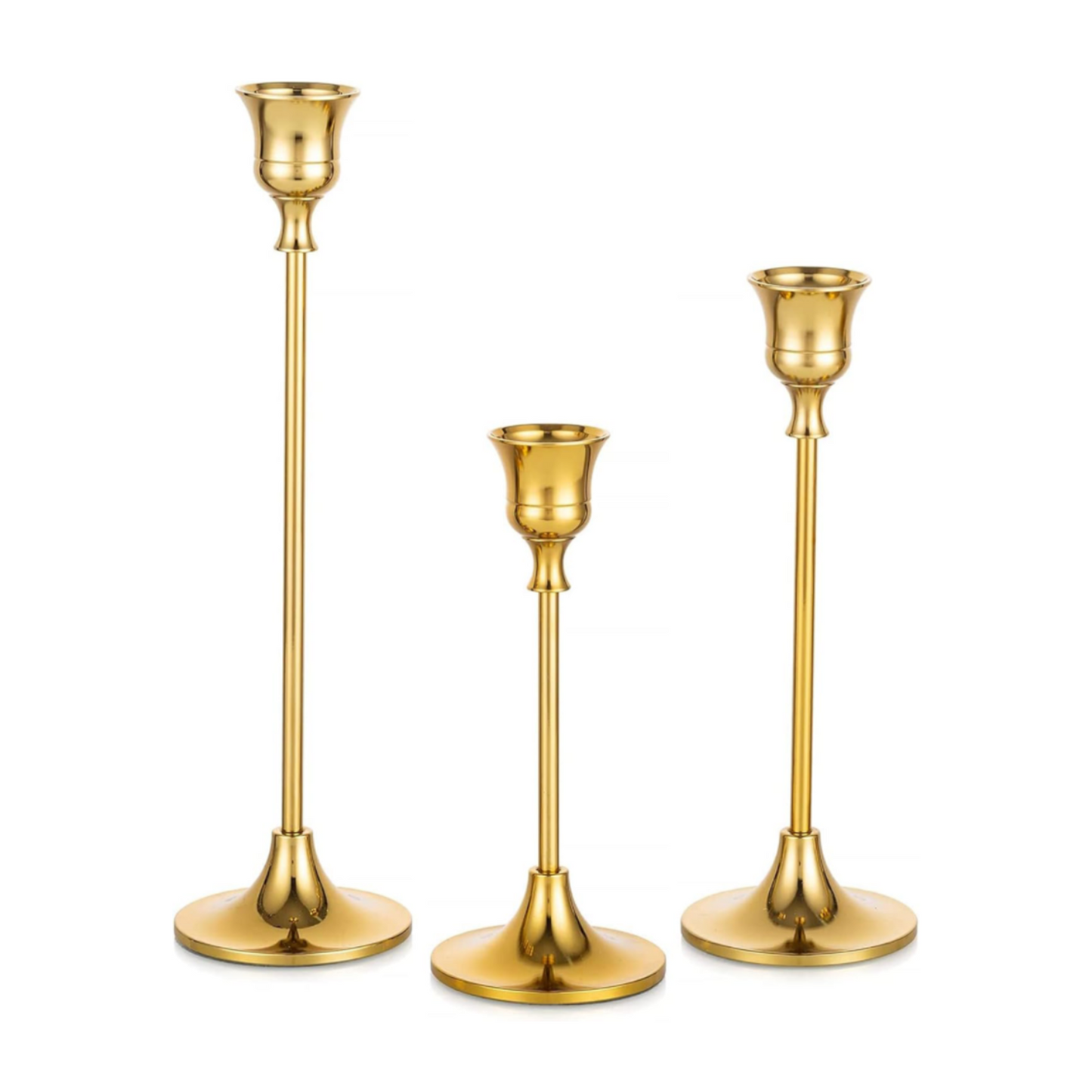 Moderne Kerzenleuchter 1-flammig im 3er Set - Messing/Gold