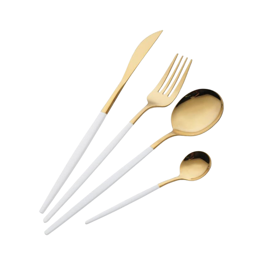 Besteck-Set „White & Gold“ – 4-teilig