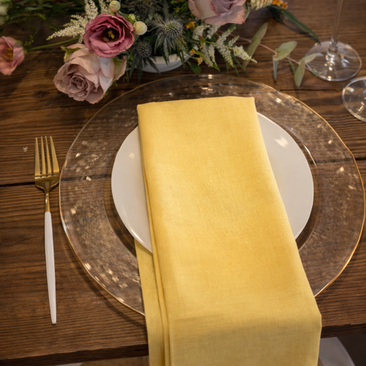 Leinenservietten glatt –  Zitronengelb