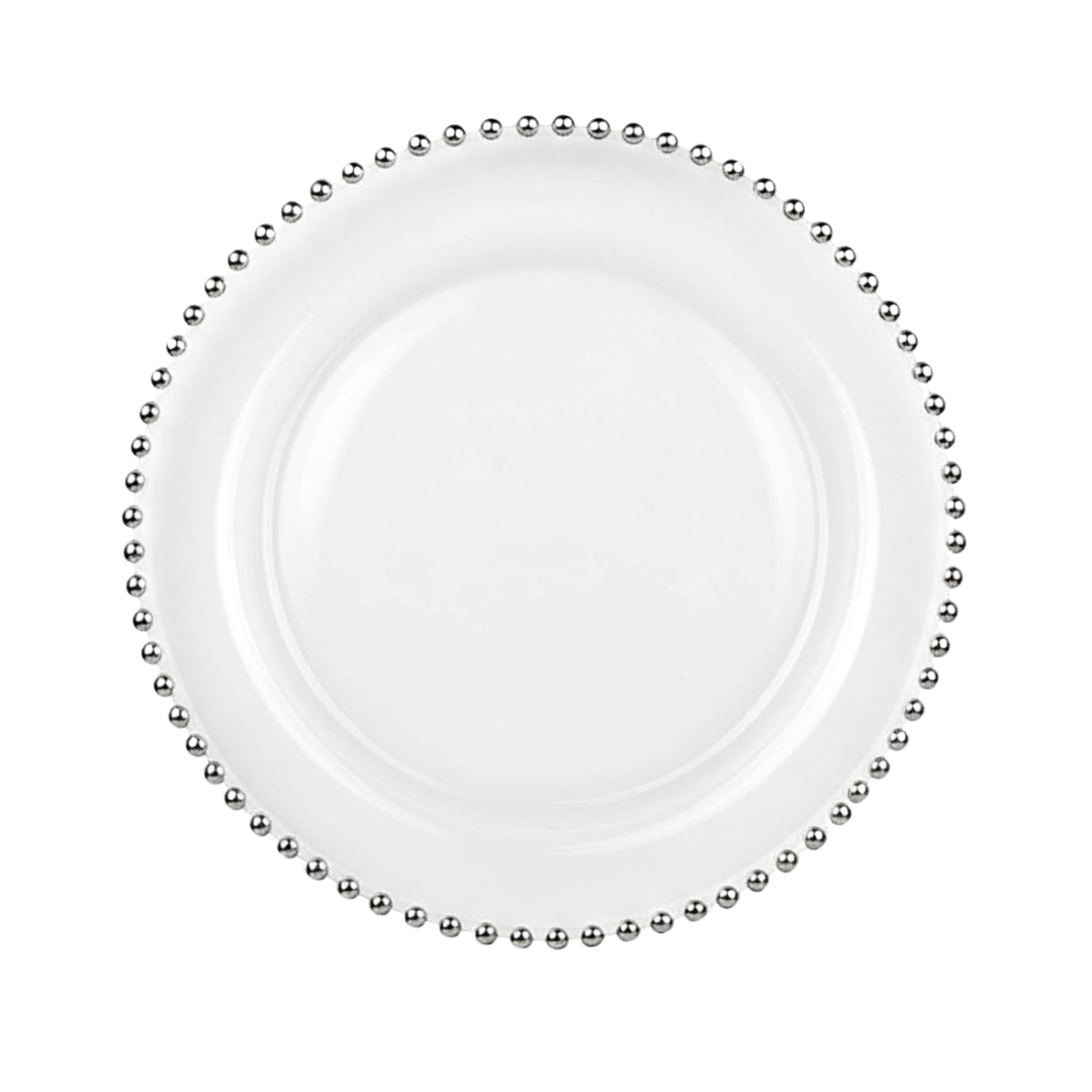 Platzteller Glas mit Silberperlen
