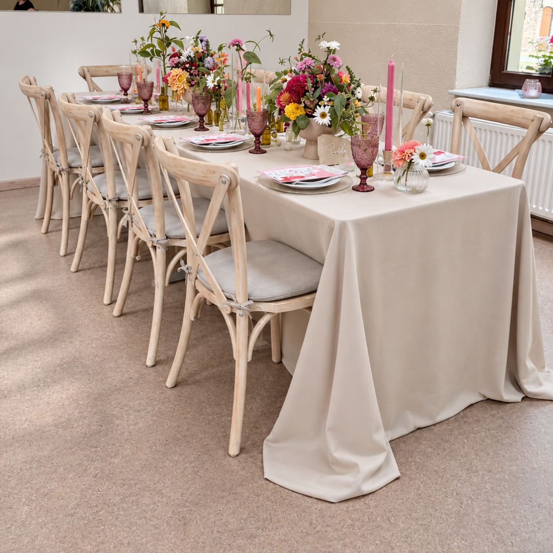 Bodenlange Tischdecke | Beige
